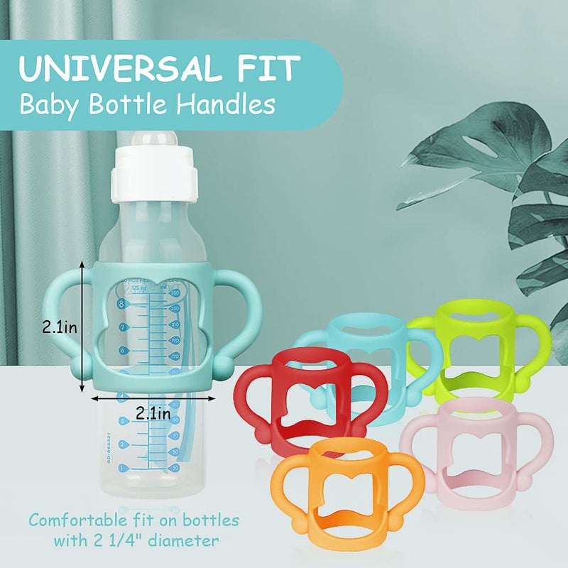 Aolso Silicone Baby Bottle Handles, 3PCS Bottle Handles for Dr Brown Narrow Bottles, Easy Grip Handles to Hold Baby Bottle, Easy Carry Handle Lightweight Bottle Handle (Red/Green/Blue) - Image 2